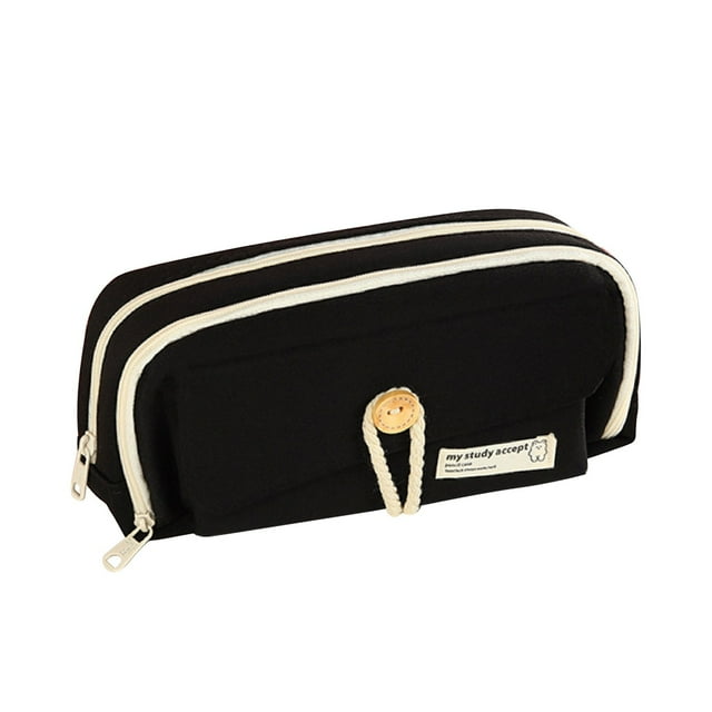 Drppepioner Button Layered Pencil Case Student Stationery Bag High-Value Student Stationery Set Multi-Layer Storage Pencil Case