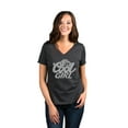 thumbnail image 2 of Cool Girl Women's Fashion Relaxed V-Neck T-Shirt Tee Charcoal Grey Small, 2 of 5