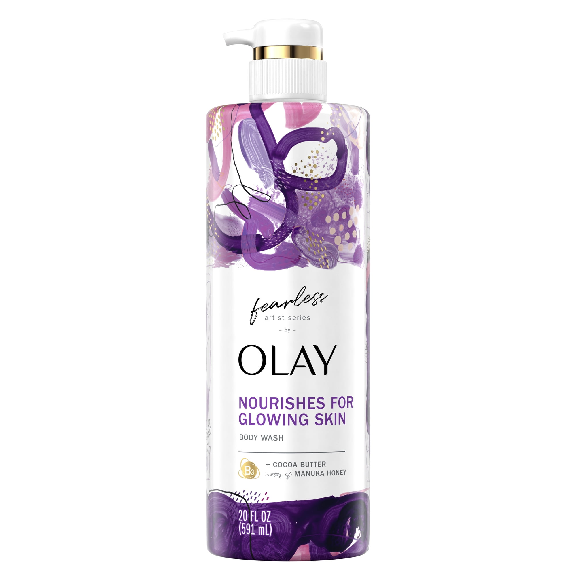 Olay Fearless Artist Series Nourishing Moisture Body Wash with Cocoa Butter & Manuka Honey. All Skin Types. 20 fl oz