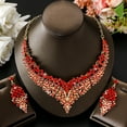 thumbnail image 5 of Sunyuer Wedding Bridal Jewelry Set Crystal Rhinestone Statement Necklace Vintage Collar Necklace Dangle Earrings Set for Women, 5 of 6