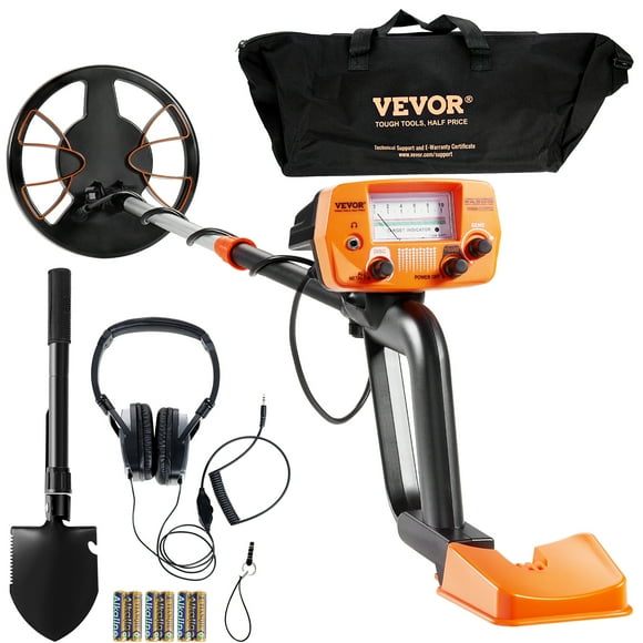 VEVOR Metal Detector for Adults & Kids, 8 Inch Waterproof Search Coil with High Accuracy Pointer Display, Adjustable 38''-49'' Gold Detector, Lightweight Aluminum Stem for Detecting Gold Treasure