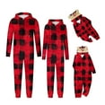 thumbnail image 3 of Family Christmas Pajamas Matching Set Trendy Plaid Print Xmas Holiday Zip Up Pjs Hooded Women Men Kid Baby Sleepwear,Red 1,Mom:2XL, 3 of 4