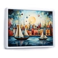 thumbnail image 2 of Designart "Boat curious Sailings II" Cityscapes Floater Framed Canvas Print, 2 of 7