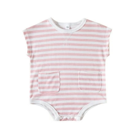 

Girls Sleeveless Striped Printed Pullover Romper Sweatshirt Bodysuits