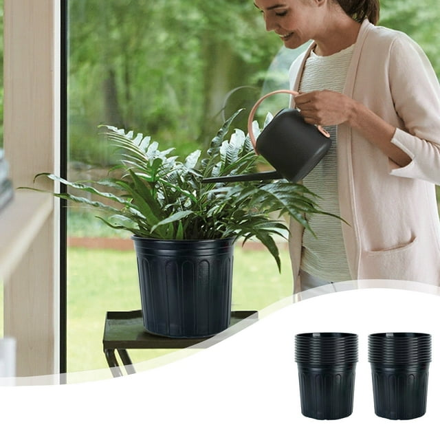 Macetas de plástico para viveros de flores con orificios de drenaje | Paquete de 40 macetas de interior y exterior reutilizables negras | Ligero y duradero para la siembra de semillas de cactus