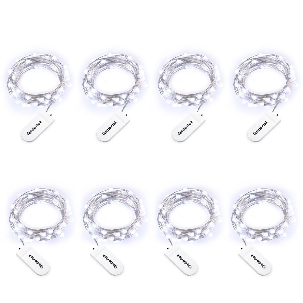 Qedertek 8 PCS 20 LED Fairy Lights, 7.2ft Battery Fairy String Lights