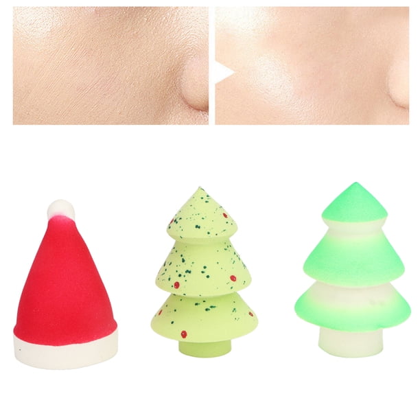 Esponja De Maquillaje Blender, Previene La Deformación Juego De Esponjas De Maquillaje Con Tema Navideño Lados Redondeados Alta Elasticidad Agradable Para La Piel Ajuste Perfecto