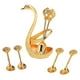 thumbnail image 1 of Coffee Spoon Set With Swan Base Holder Gold Metal Teaspoons And Dessert Spoon Fruit Fork Kit For Cake Salad Cocktail, 1 of 5