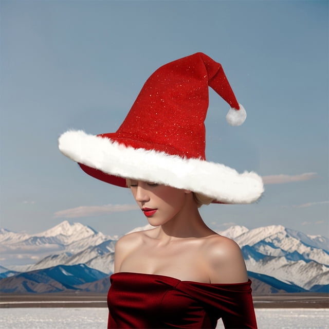 Decoración de sombrero de bruja de Navidad Sombrero rojo de novedad para fiesta navideña | Gorro de Bruja de Tela Festivo para Adultos, Accesorio Decorativo de Navidad 48x48x33cm | Diseño único