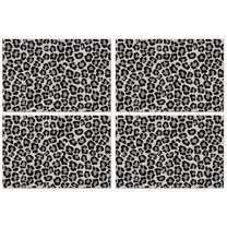 Cheetah Print Table Mats Set of 4, Flax Linen Wrinkle Free Heat Resistant with Abstract Spots, Classic Animal Pattern for Tropical Jungle Dining