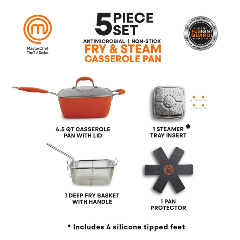 MasterChef MC3003 5 Pieces Champions Fry & Steam Steam Cook Set Orange