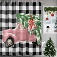 thumbnail image 3 of Christmas Pink Truck Shower Curtain, 36" x 72", Xmas Green Tree Black Buffalo Plaid Winter Waterproof Bathroom Curtain Washable Shower Curtain Set with 12 Hooks, 3 of 6