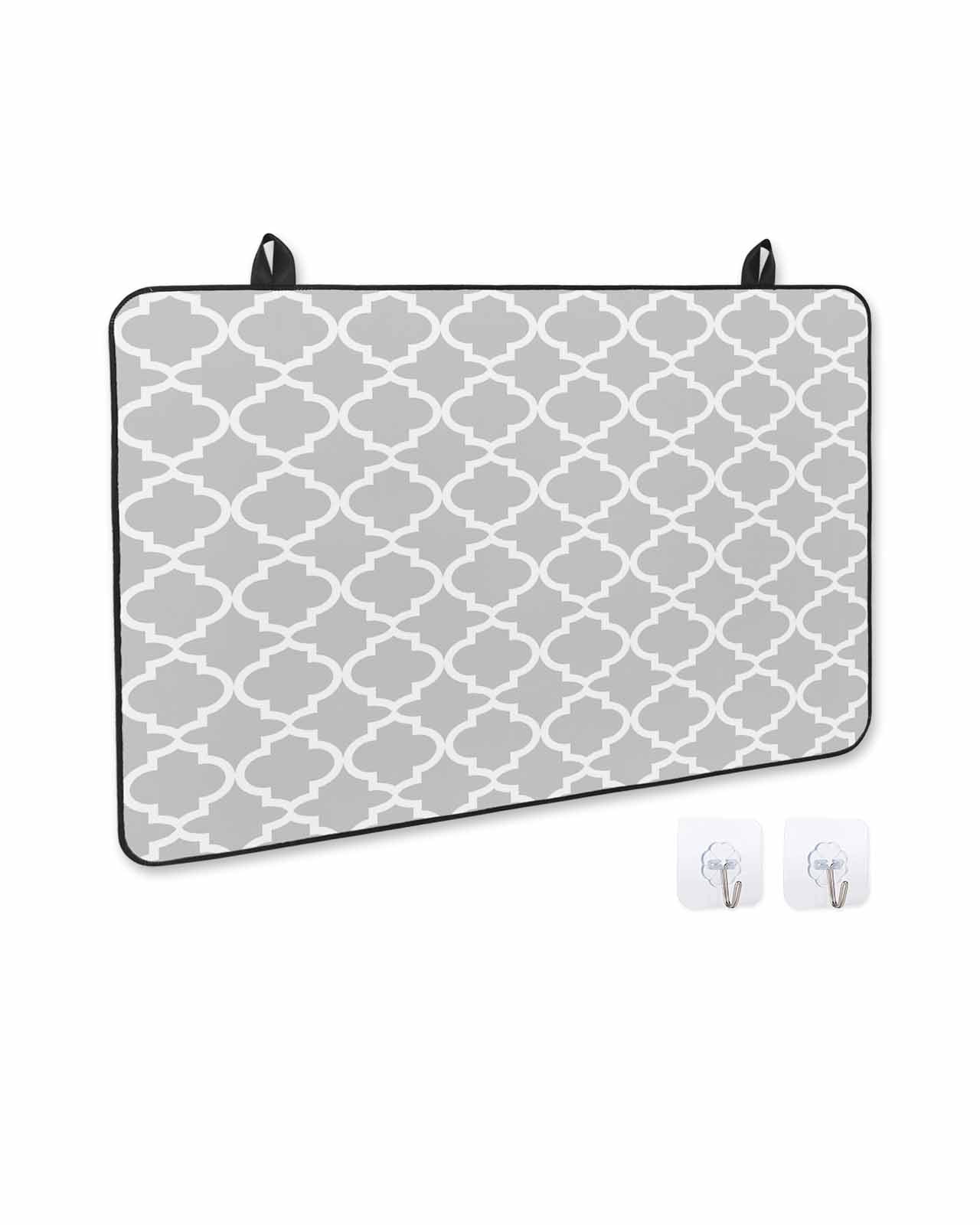 nqOlkjepod Large Induction Cooktop Protector Mat 24"x21", Light Gray Stove Top Covers for Electric Stove, Minimalist Boho Abstract Ethnic Motifs Stove Burner Cover Mats, Glass Top Stove Cover