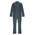thumbnail image 4 of Stand Collar Henley Long Sleeve Shirt Matching Loose Fit Long Pants Casual Outfit Set For Men, 4 of 9