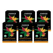 Choice Organics Mandarin Ginger Tea, Caffeine Free, Herbal Tea Bags, 6 Boxes of 16