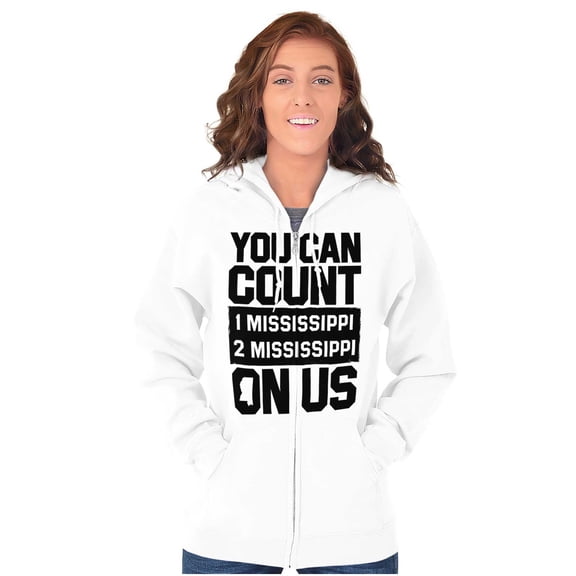Count On Me Mississippi Zip Up Hoodie Men's Women's Brisco Brands S