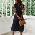 thumbnail image 6 of MYAOYI Women's Dresses Boho Flowy Midi Dress Square Neck Short Sleeve Ditsy Floral Tiered Casual Summer Dress, 6 of 7
