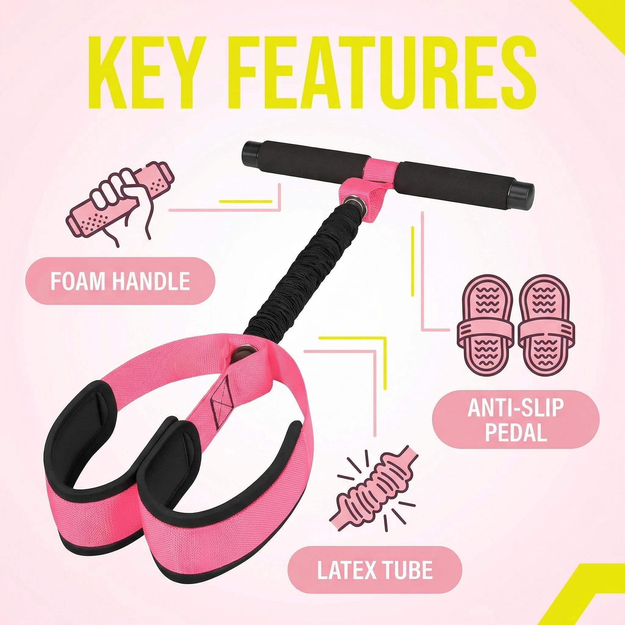 Pedal Resistance Band with Handles, Heavy-Duty Tension Foot Puller for Full-Body Training, Core, Legs & Glutes, Portable Home Workout Band