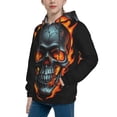 thumbnail image 2 of Sikiie Flame Metal Skull Youth Hoodie Sweatshirt Pullover Hooded Classic Casual Essentials Hoodiefor Boys Girls Kids -Small, 2 of 6