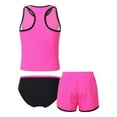 thumbnail image 2 of YEAHDOR 3Pcs Little Girls Swimsuit Youth Girls Racer Back Tops with Briefs Boyshorts Set Beachwear, 2 of 7