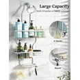 thumbnail image 2 of Hanging Shower Caddy Over Shower Head with 10 Hooks for Razor/Sponge, Soap Basket Never Rust Aluminum, Large - Silver, 2 of 8
