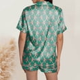 thumbnail image 2 of Yuncity Cute Easter Pajamas For Women Silk Satin Heart Shaped Rabbit Short Sleeve Button Down Shirt Shorts Pjs Loungewear Sleepwear Dark Green Xl, 2 of 5