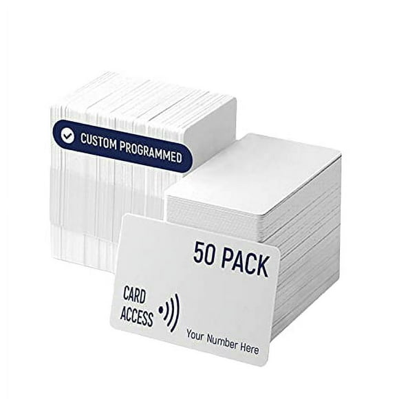Custom Programmed CardAccess Prox Cards - Compatilbe with 26 bit H10301 Format HID 1386 ISOProx II (50)