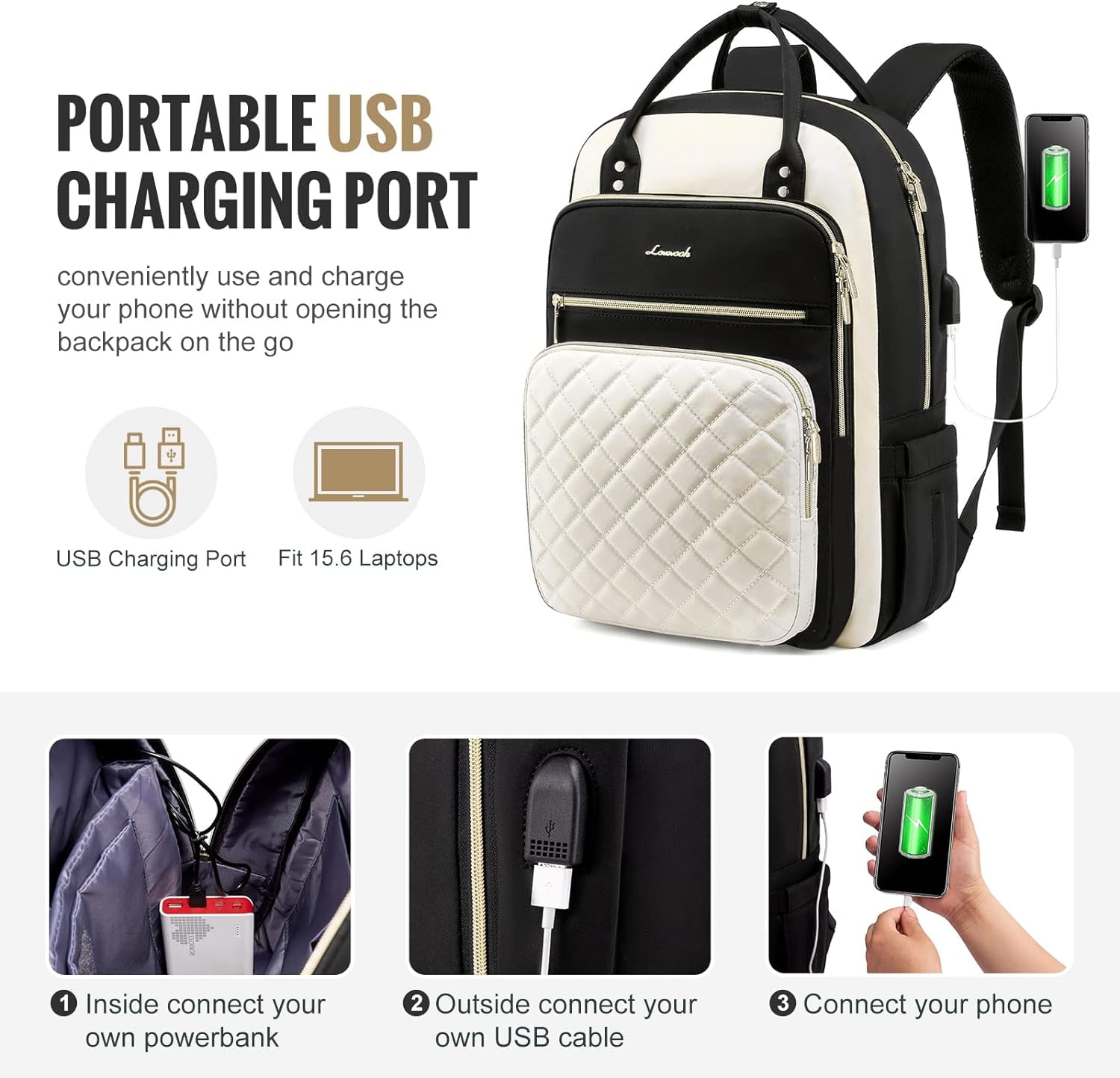 Lovevook Laptop Backpack Purses for Women,Nurse Teacher College Work Study Commuter Bag with 15.6 inch Laptop Compartment,Lightweight Travel Casual Daypacks With USB Port