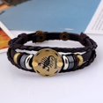 thumbnail image 2 of (Libra) Pulsera simple con signo del zodíaco, cuero de vaca trenzado, diseño vintage, regalo de Navidad, vacaciones o cumpleaños, pulsera con signo del zodíaco JM, 2 of 5