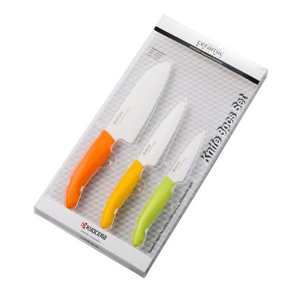 Serrated Yellow Ceramic Knife Set with 5 Serrated Knife, Kitchen