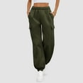 thumbnail image 3 of dazeni High Waisted Joggers for Petite Women Comfy Elastic Waisted Sweatpants Solid Solid Athletic Workout Joggers Lounge Pants with Pockets Army Green XXL, 3 of 8