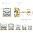 thumbnail image 6 of GEMSME 18K Gold Plated Princess Cut Clear Cubic Zirconia Stud Earrings Pack of 5, 6 of 6