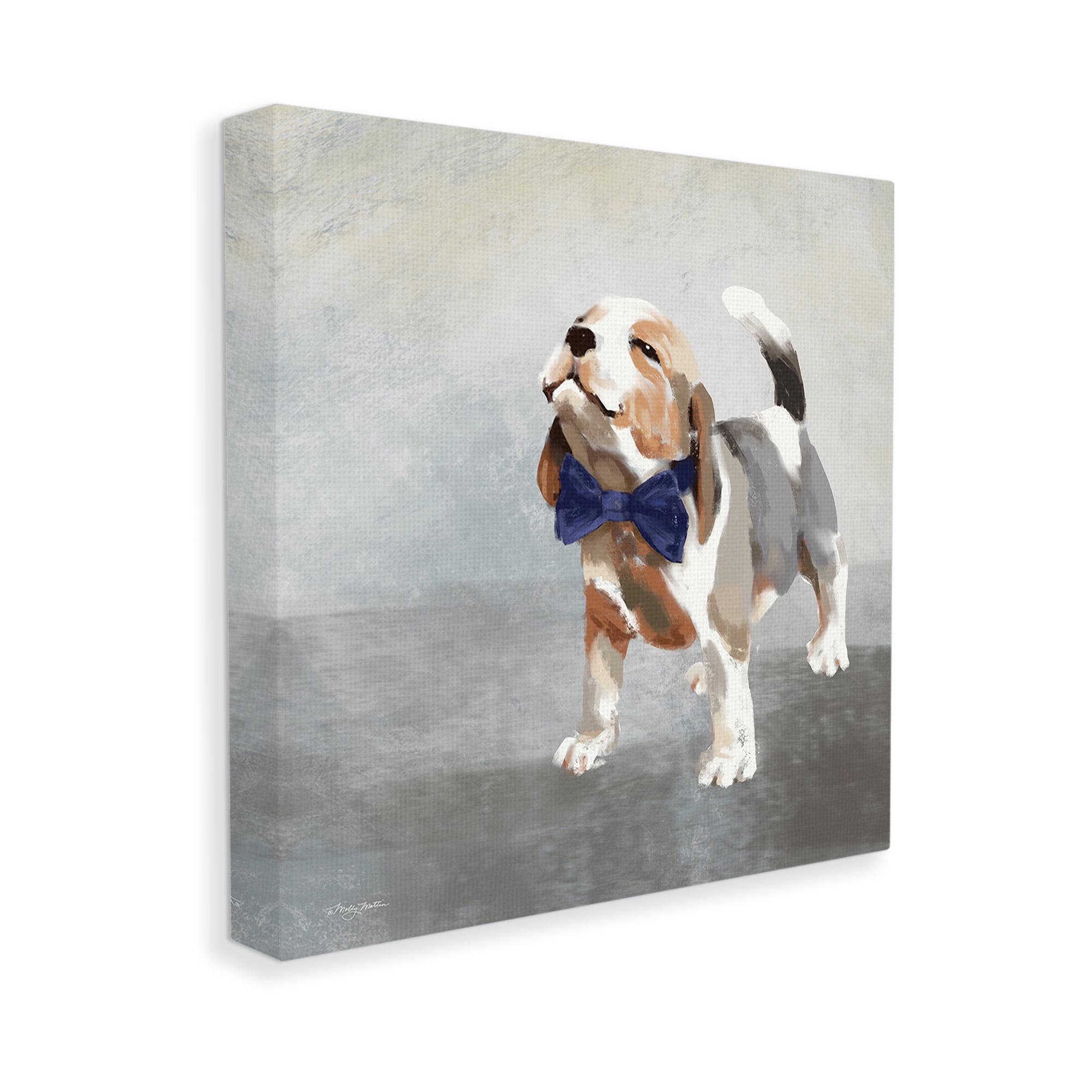 Stupell Industries Happy Beagle in Bowtie Animals & Insects Painting Gallery Wrapped Canvas Art Print Wall Art, 30 x 30