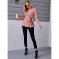 thumbnail image 5 of DOPI Women's Maternity Shirts Casual Long Sleeve Tie Front Ribbed Knit Pregnancy Tee Top, 5 of 6