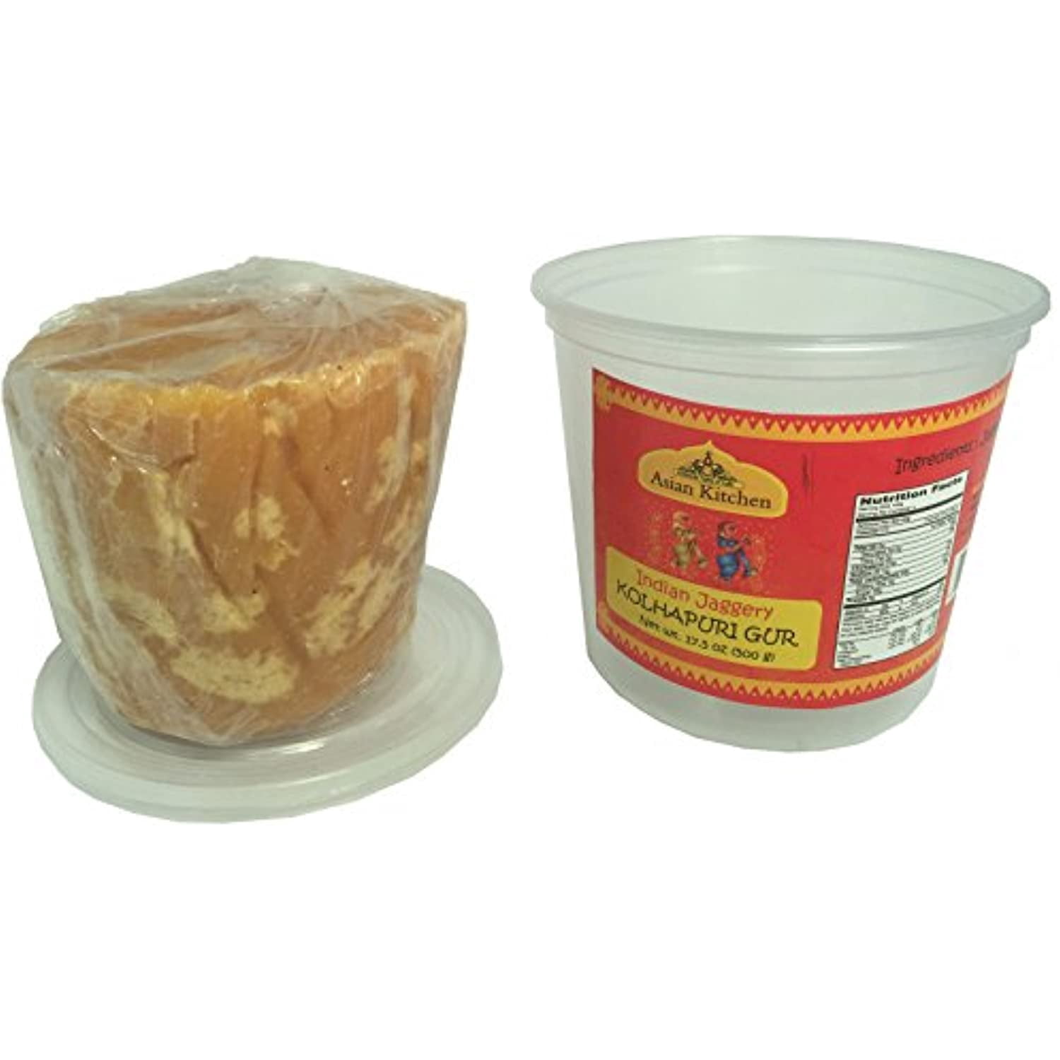 Asian Kitchen Kolhapuri Gur (Jaggery) 175oz (11lbs) 5kg PET Jar ~ Unrefined Cane Sugar, No Color added, Gluten Friendly | Vegan | NON-GMO | No Salt or fillers