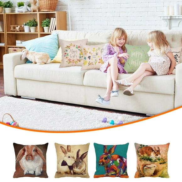 EGNMCR Pillow Cases, Pillow Covers Easter New Pillowcase Peach Skin Pillowcase Backrest Cover Picture Puzzle