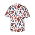 thumbnail image 4 of Xecao Red Blue Leaves print Hawaiian shirt - a stylish short-sleeve button-down for men, perfect for casual beach and tropical outings., 4 of 9