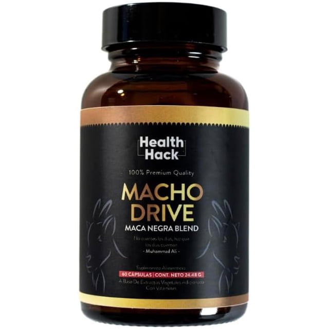 Maca Negra y L-Arginina para Vitalidad Masculina y Energía para Hombres | Ginseng, Zinc, Guaraná y Extractos Naturales | Cápsulas para Rutina Diaria y Bienestar Masculino | Macho Drive | Health Hack