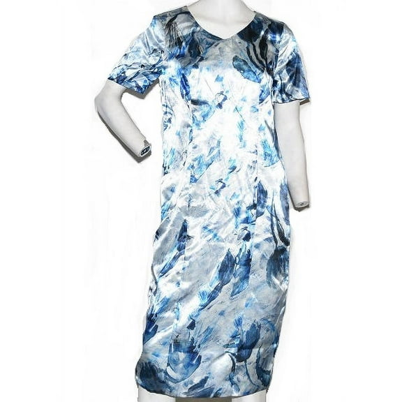 Masseys Women's French Cuff Jacket With Dress in Blue/White/Multi - 18W