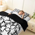 thumbnail image 3 of Manfei Lovely Sparkle Stars Print Twin Comforter Sets,Kawaii Cartoon Theme Bedding Set,White Black,Black Reversible,2 Pieces,1 Comforter and 1 Pillowcase, 3 of 7