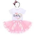 thumbnail image 2 of IBTOM CASTLE Toddler Girls Birthday Outfit Polka Dots Tops Tutu Skirt Mouse Ears Headband for Cake Smash Photo Shoot 3 Years Pink - Love Heart, 2 of 8