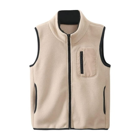 SEAOPEN Boys and Girls Children s Fleece Sleeveless Warm Sleeveless Coat Today Khaki 10 Years
