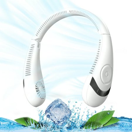 

Portable Neck Fans Bladeless Neck Cooling Fans USB Rechargeable Wearable Personal Fan USB Hanging Neck Fans for Sports White