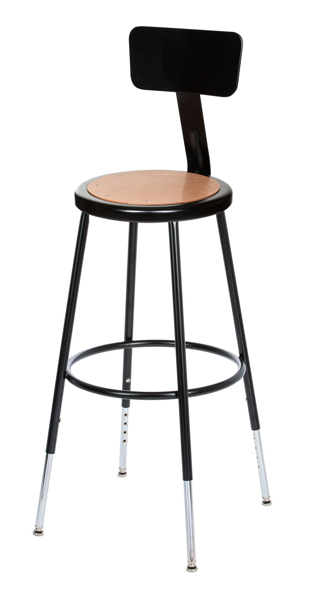 Hampden Furnishings Flynn 25"-33" Adjustable Masonite/Steel Stool with Backrest, Black, 2 PK
