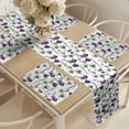 thumbnail image 2 of Ambesonne Flower Table Runner & Placemats, Wild Orchid Bloom, Placemat 4 pcs + Runner 16"x90", Purple White, 2 of 2