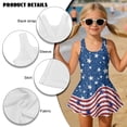 thumbnail image 4 of FOR U DESIGNS Girls One Piece Swimsuit with Skirt Comfortable Hawaiian Swimwear with Skirt Modest Beach Swim Dress 3-13 Years, American Flag, 4 of 7