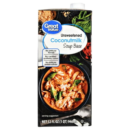 - (2 Pack) Great Value Unsweetened Coconut Milk Soup Base, 32 oz