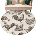 thumbnail image 2 of 8ft Washable Large Round Rug, Farm Chicken Non-Slip Circle Area Rug for Living Room Dining Room, Country Rustic Rooster Hen Vintage Farmhouse Indoor Floor Mat for Home Decor, 2 of 9