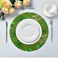 thumbnail image 3 of SKYSONIC St. Patrick's Day Lucky Clovers Round Placemats for Dining Table Non-Slip Heat-Resistant Polyester Table Mats 4 pack Washable Table Mats for Kitchen Dining Table Decoration, 3 of 5