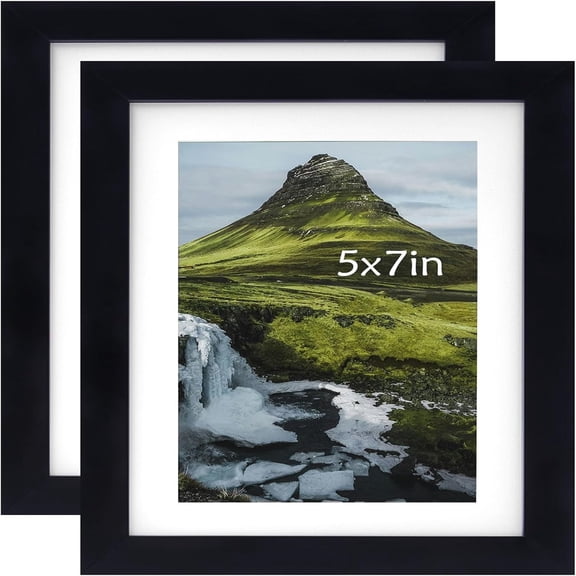 Picture Frames 5x7 Black Photo Frames Display 4x6 Pictures with Mat for Desk or Wall Decor, Set of 2